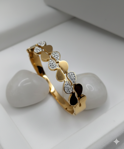 Anti Tarnish-Mango Shape Gem Stone Bangle Bracelet