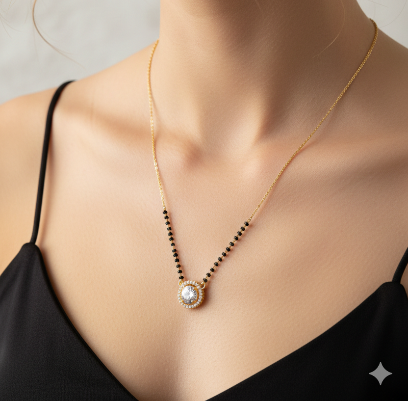 Round Shape_American Diamond Mangalsutra