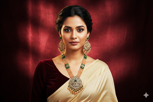 Kundan Polki_Crystal Pearl Long Chain Necklace Set