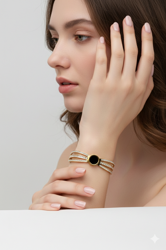 Anti Tarnish- Multi stone Golden Bangle Bracelet