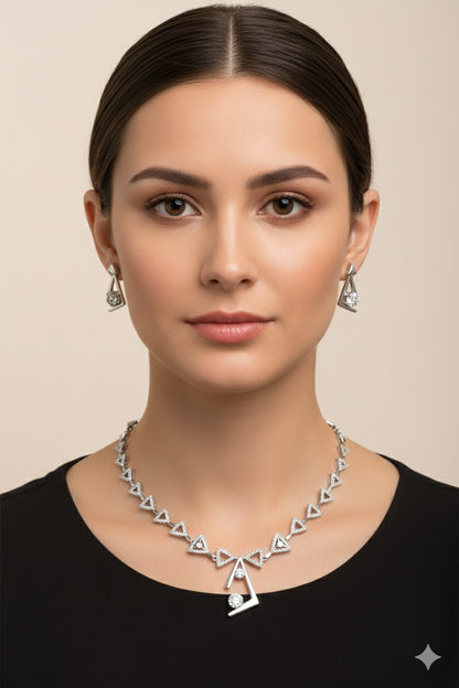 American Diamond_Silver Plated Necklace Set
