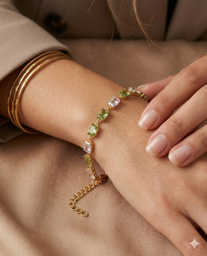 Anti Tarnish_Gold Plated Gem Stone Bracelet