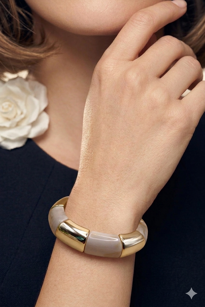 Gold Plated_Jasmine Resin Stretch Bracelet