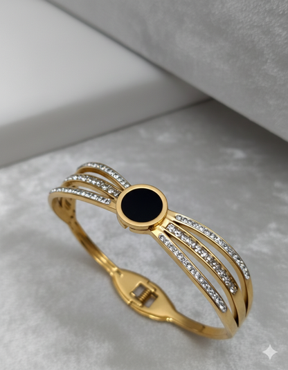 Anti Tarnish- Multi stone Golden Bangle Bracelet