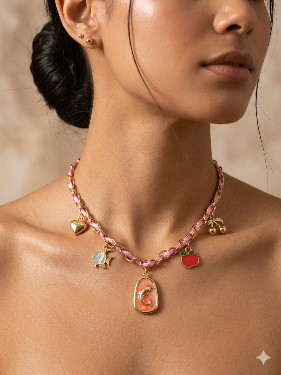 Anti Tarnish_Gold Plated Cherry Charm Necklace