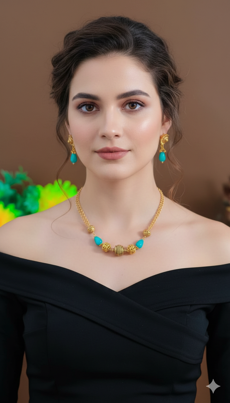 Gold Plated Long Chain Necklace set