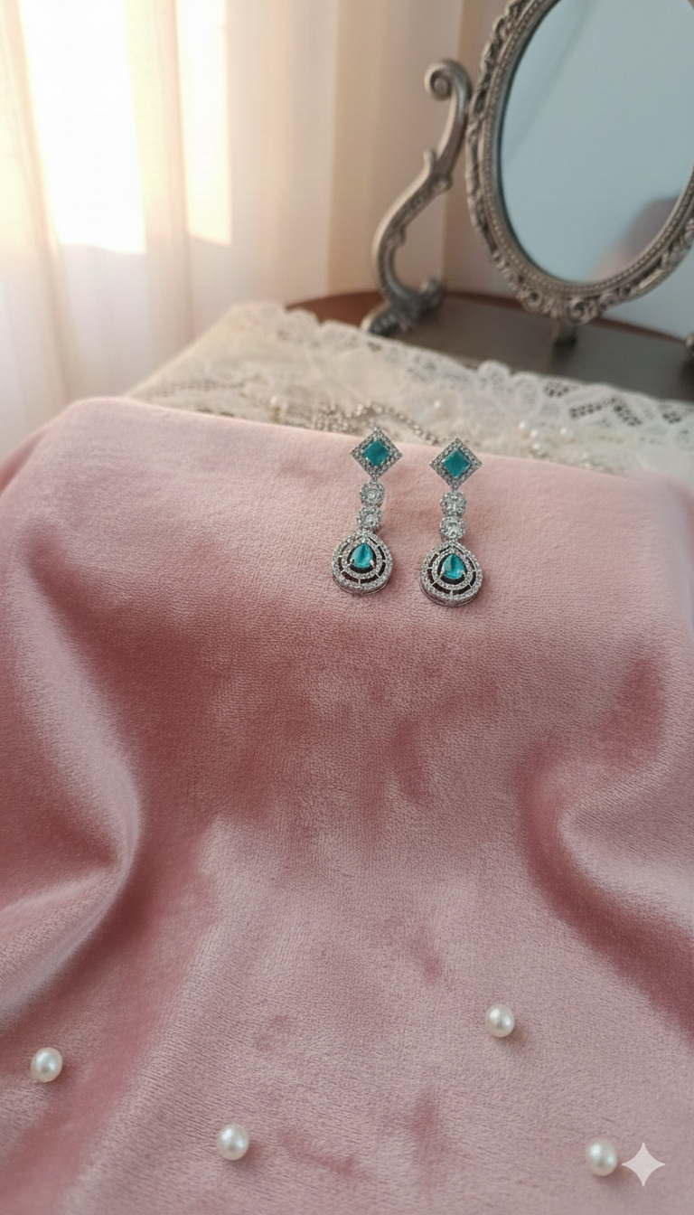 American Diamond_Long Chain Necklace Set