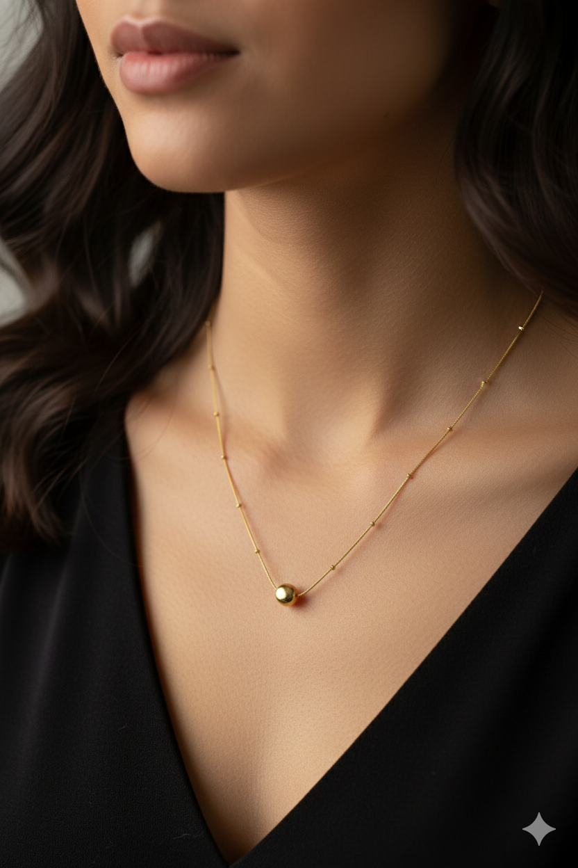 Anti Tarnish_Round Shape Pendant Necklace