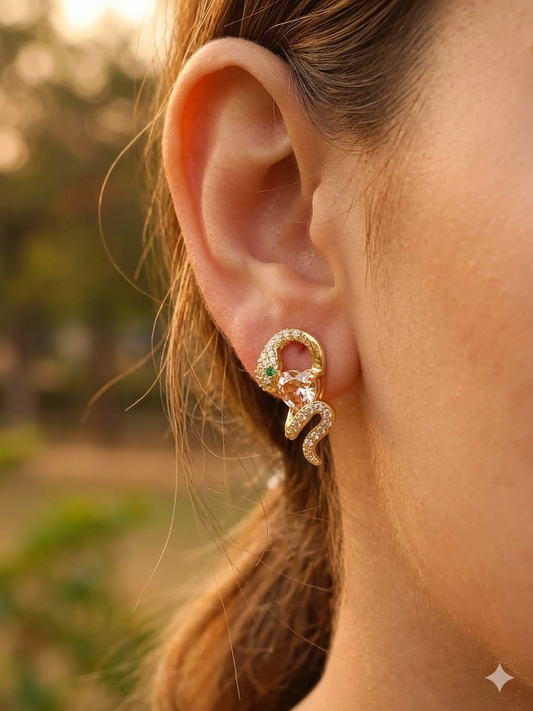 Anti Tarnish_Gold Plated Snake Shape Stud Earring