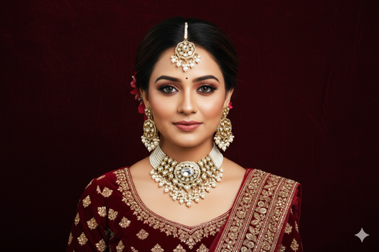 Kundan Polki_Choker Style Semi Bridal Necklace Set