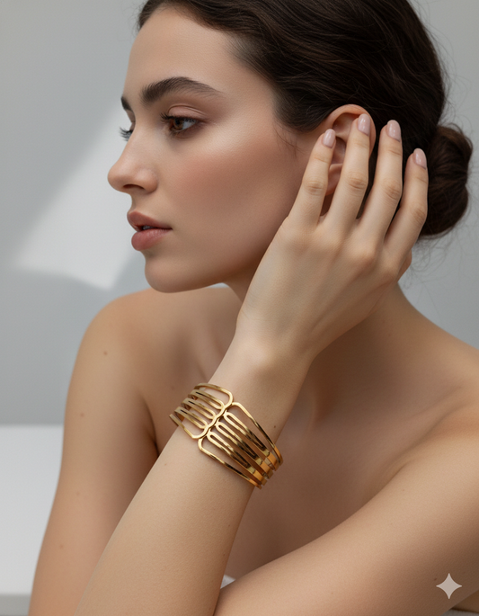 Anti Tarnish- Gold Plated Cuff Bracelet