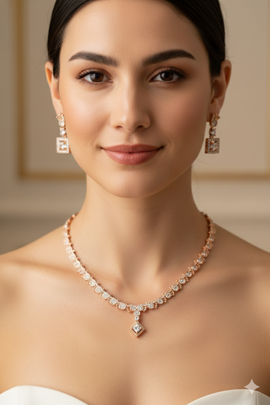 American Diamond_Peacock Shape Necklace Set