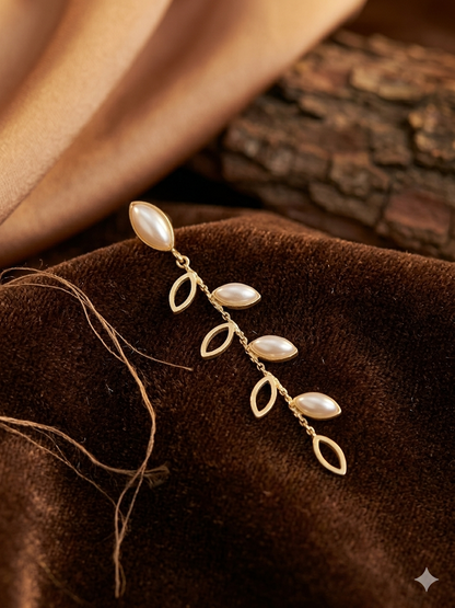 Anti Tarnish_ Gold Plated Pearl Drop Cluster Earrings