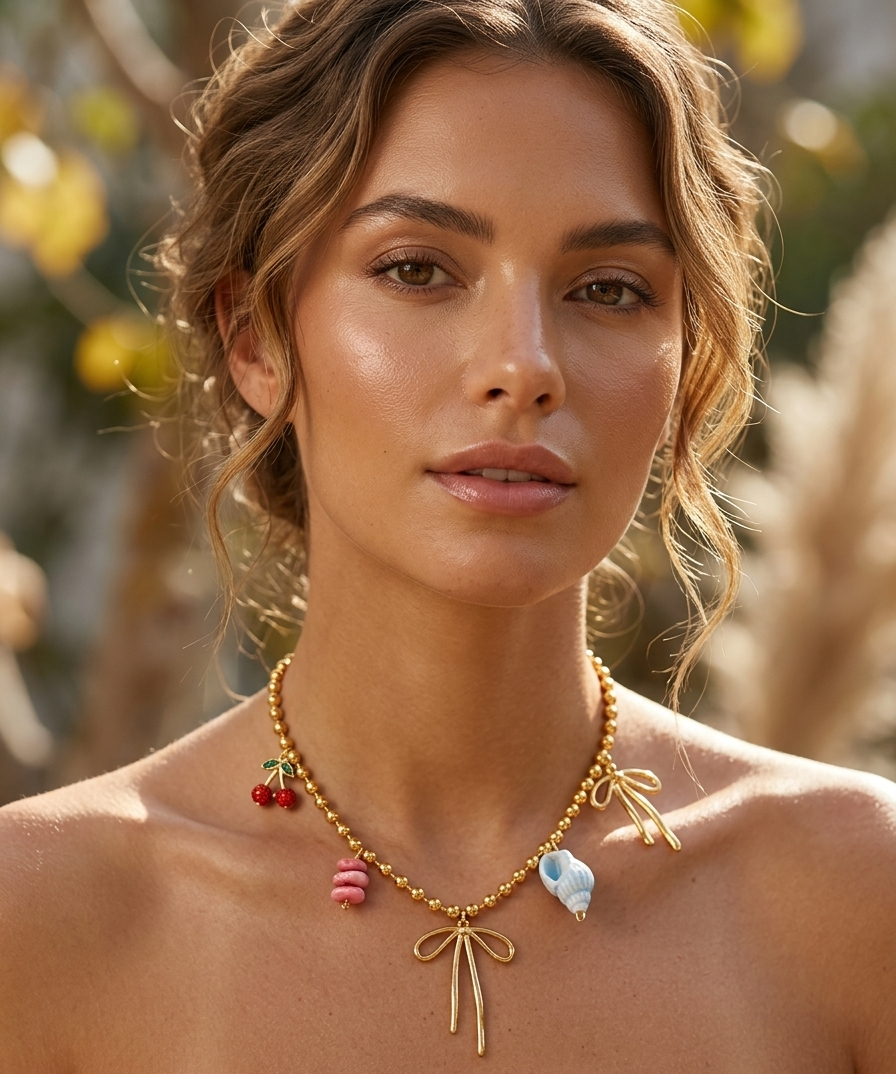 Anti Tarnish_Gold Plated Charm Necklace
