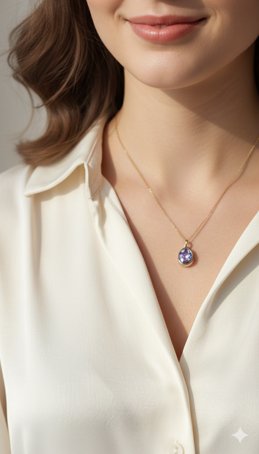 Pear-Shaped Blue Sapphire Gemstone Necklace