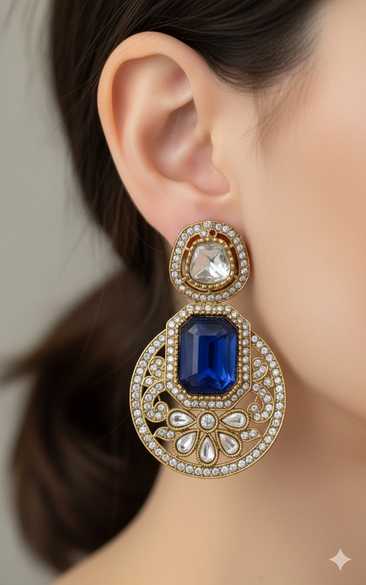 American Diamond - Blue Gemstone Earring