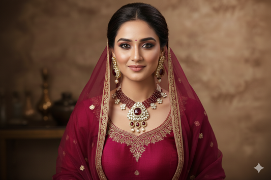 Kundan Polki_Round Shape Stone Necklace  Set