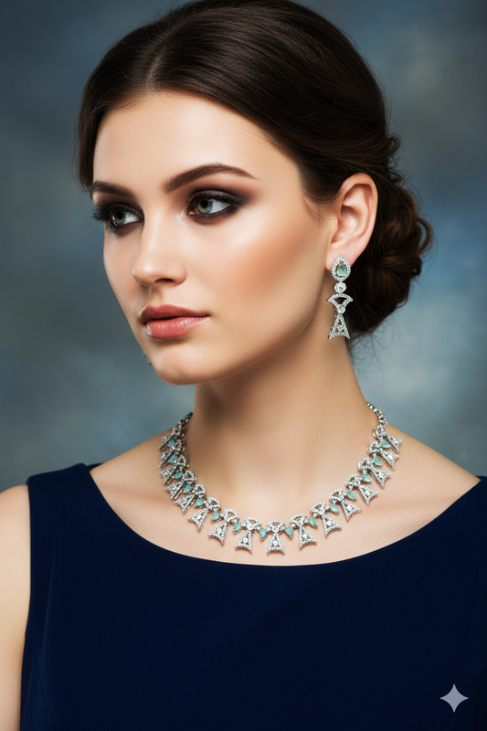 American Diamond_Triangle Shape Necklace Set