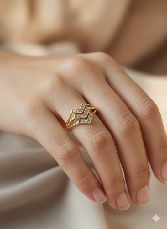 Anti Tarnish_Chevron-Style Diamond Ring