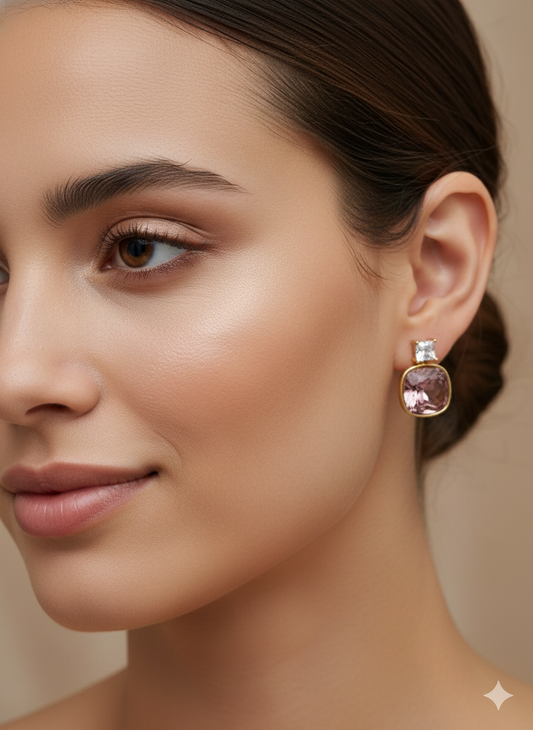 Gold Plated_Cubic Zirconia Stud Earrings