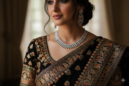 American Diamond_Small Round Stone Necklace Set