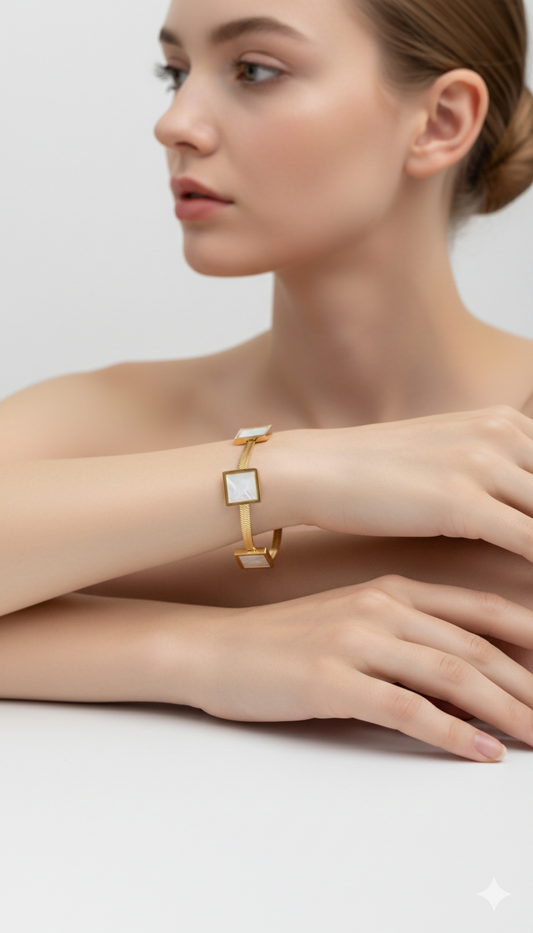 Anti Tarnish- Gold white Gem Chain Bracelet