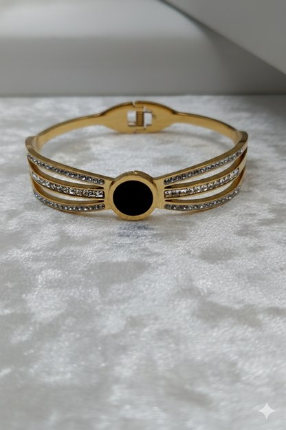 Anti Tarnish- Multi stone Golden Bangle Bracelet