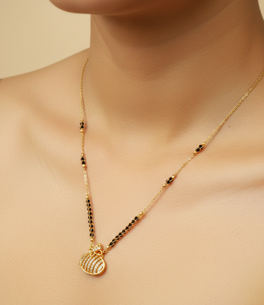 Heart Shape_Gold Plated American diamond mangalsutra