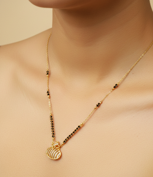 Heart Shape_Gold Plated American diamond mangalsutra