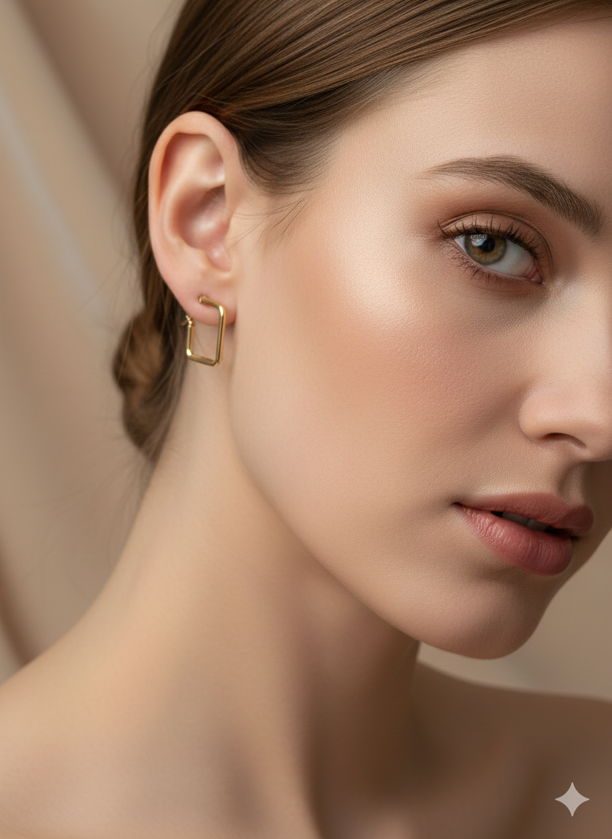 Gold-Toned Square Hoop Earrings