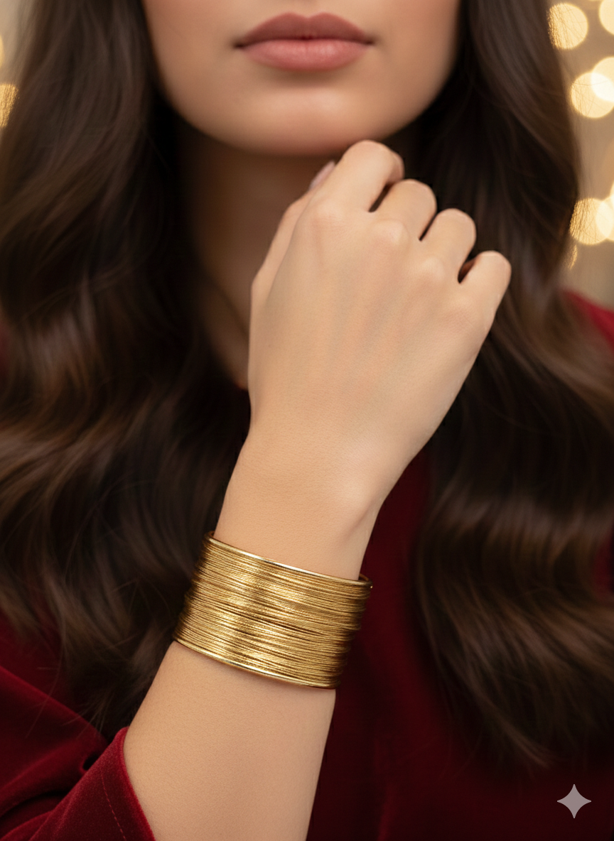 Gold Plated_Wire-Wrapped Cuff Bracelet