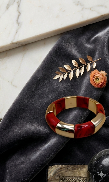 Gold Plated_Jasmine Resin Stretch Bracelet