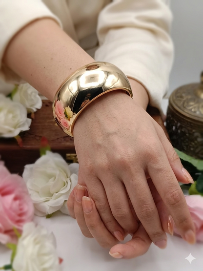 Anti Tarnish_Dome Shaped Gold Cuff Bracelet