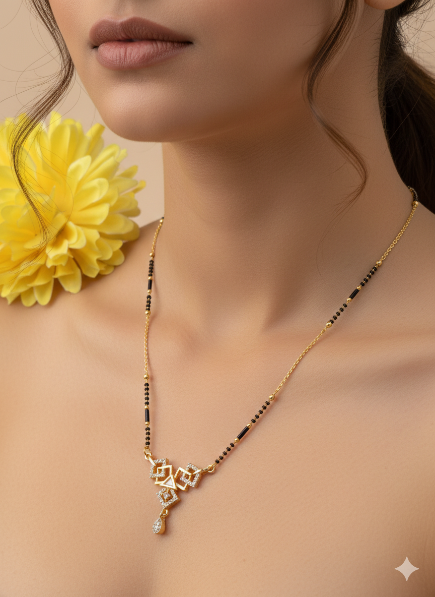 Zig Zag Shape_American Diamond Mangalsutra