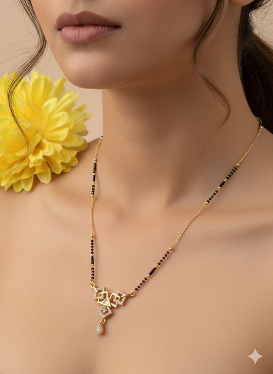 Zig Zag Shape_American Diamond Mangalsutra