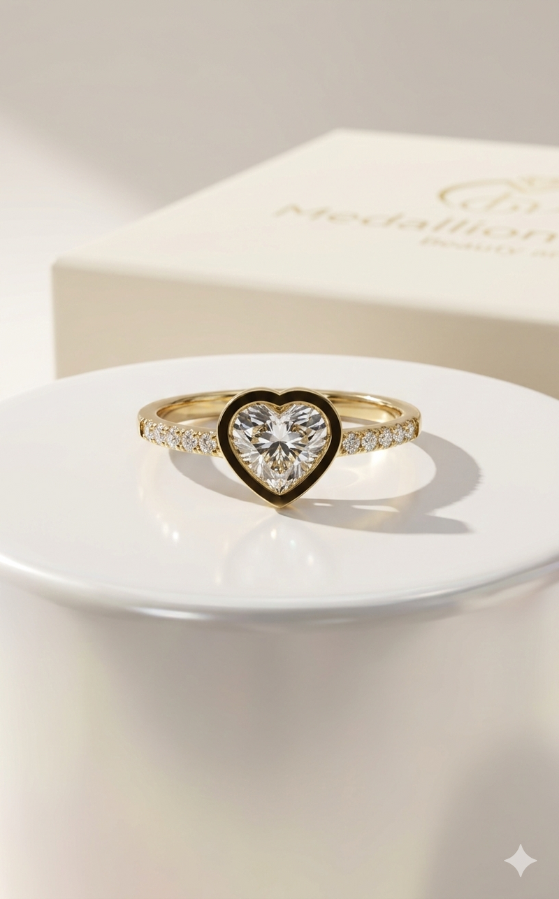Anti Tarnish_Heart Shape Solitaire Diamond Ring