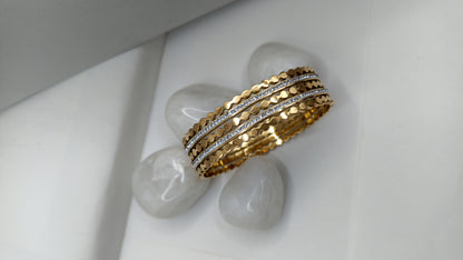 Anti Tarnish - Golden Round Stone Bangle Bracelet