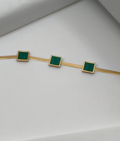 Anti Tarnish- Gold white Gem Chain Bracelet