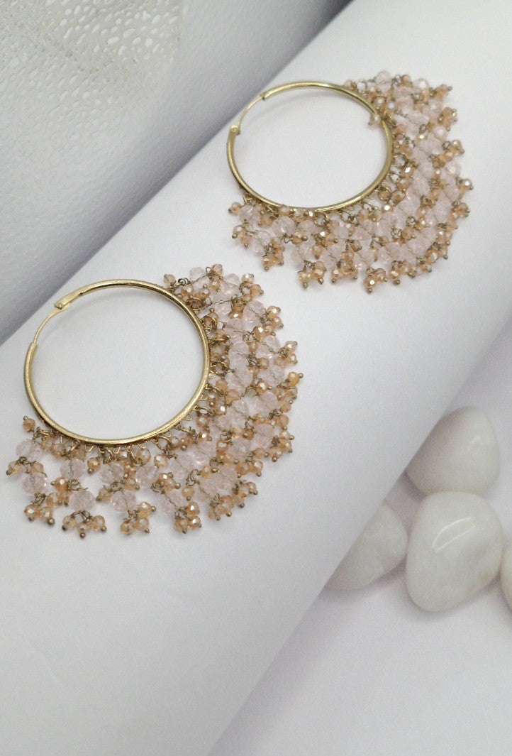 Gold Plated - Crystal Stone Hoop Earrings