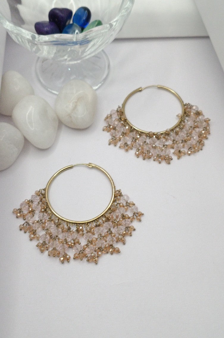 Gold Plated - Crystal Stone Hoop Earrings