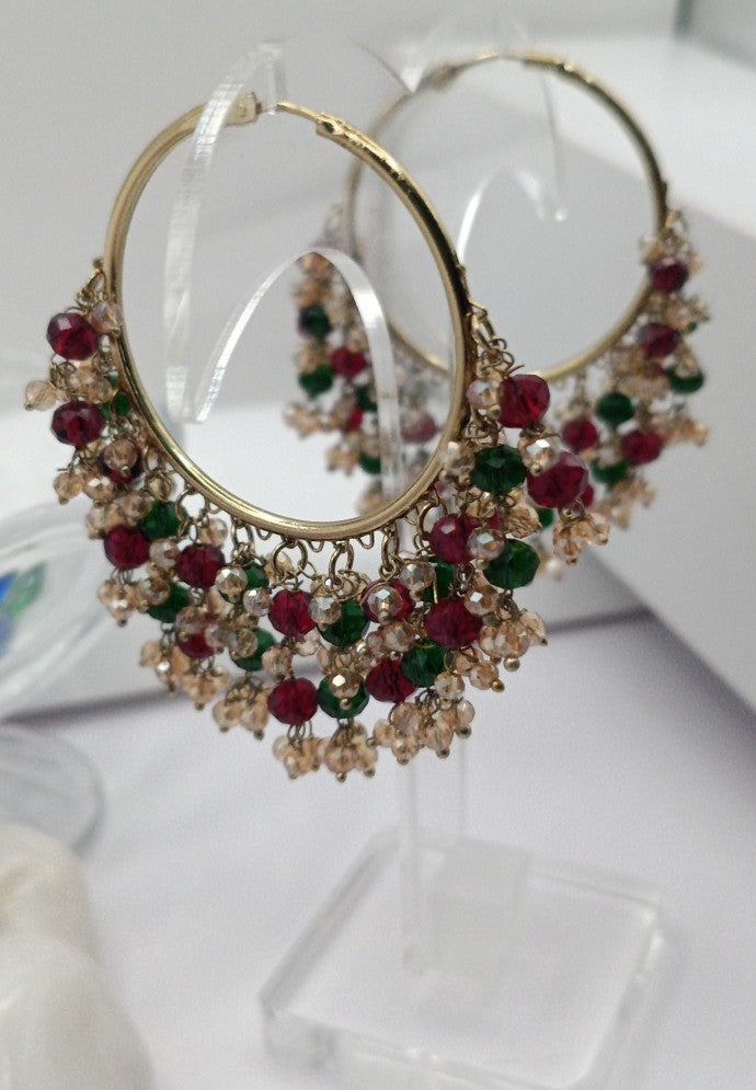 Gold Plated - Crystal Stone Hoop Earrings