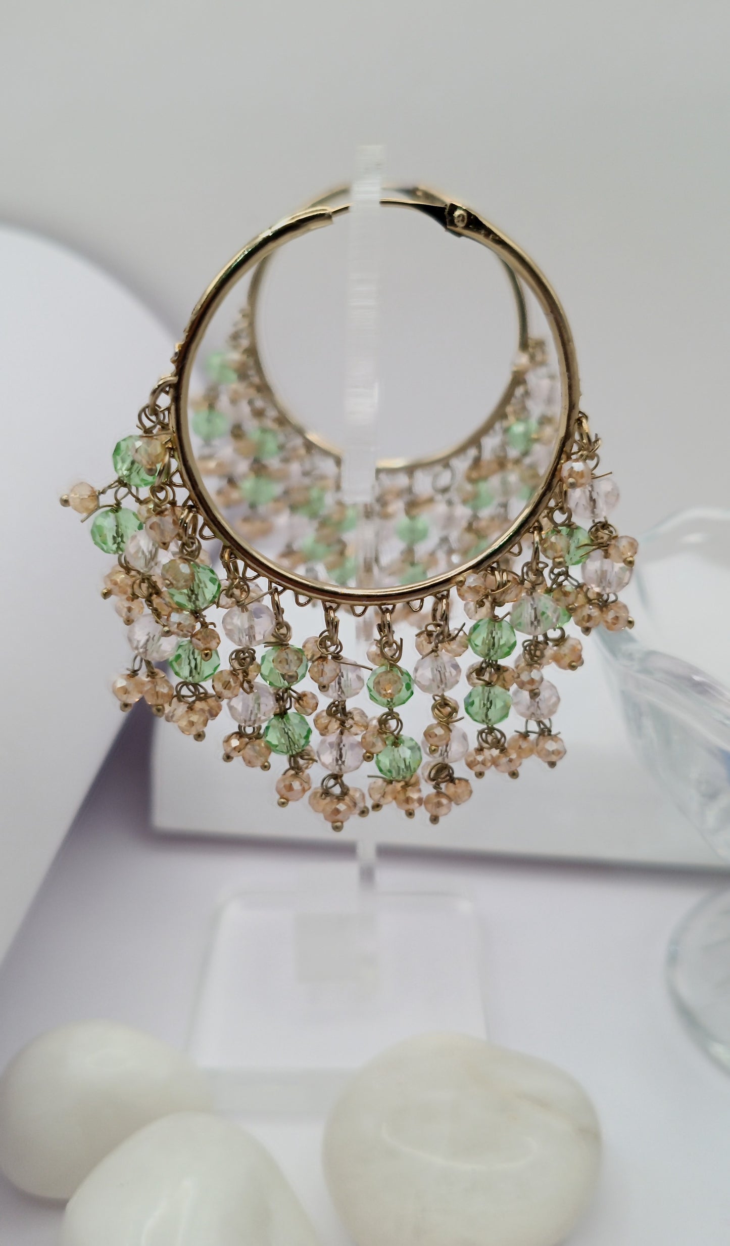 Gold Plated - Crystal Stone Hoop Earrings