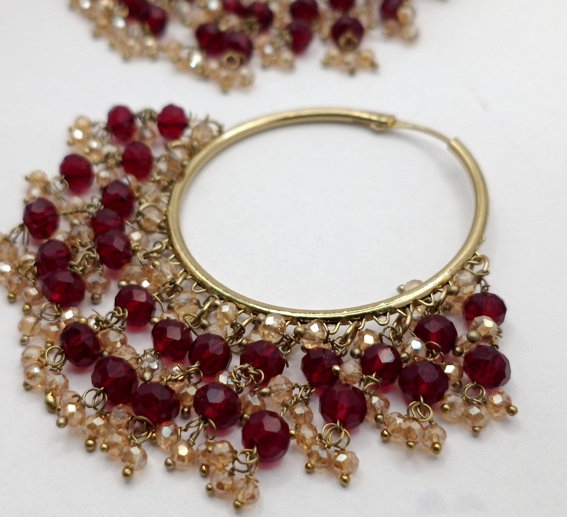 Gold Plated - Crystal Stone Hoop Earrings