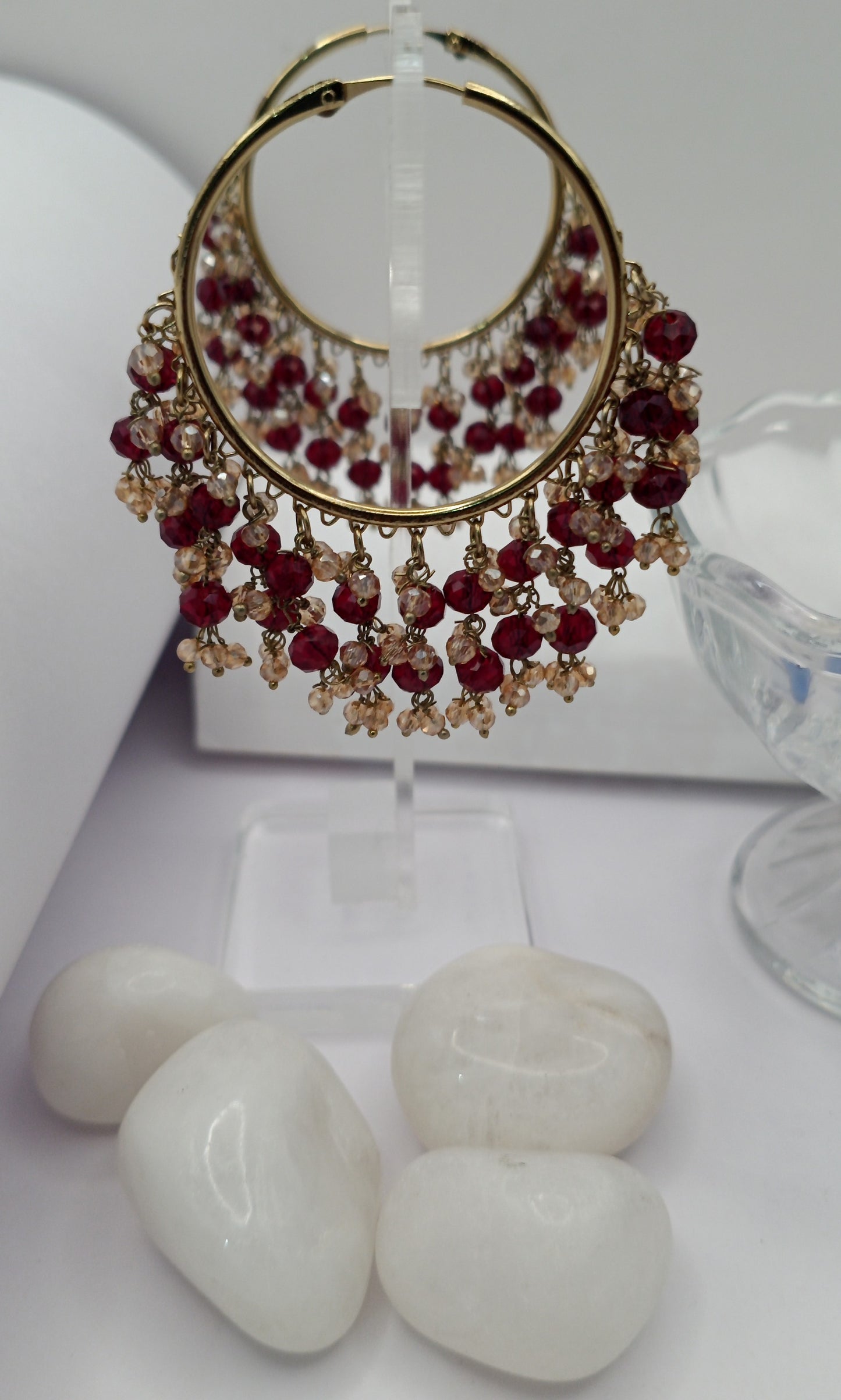 Gold Plated - Crystal Stone Hoop Earrings