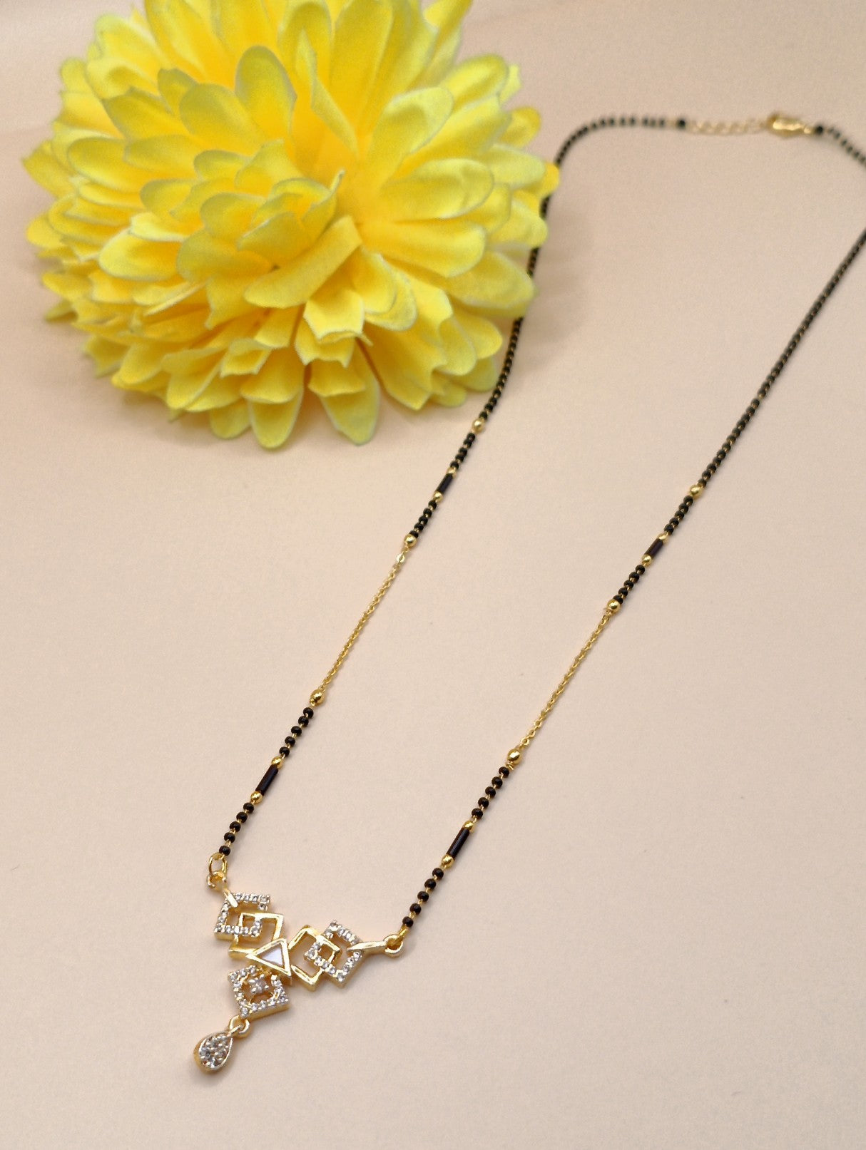 Zig Zag Shape_American Diamond Mangalsutra
