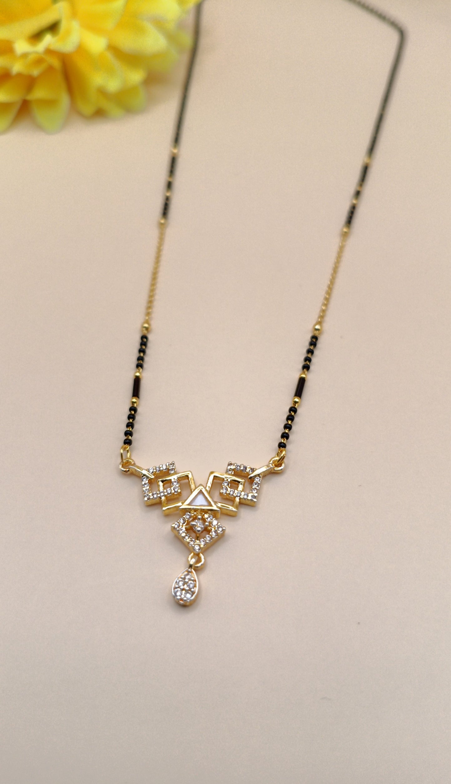 Zig Zag Shape_American Diamond Mangalsutra
