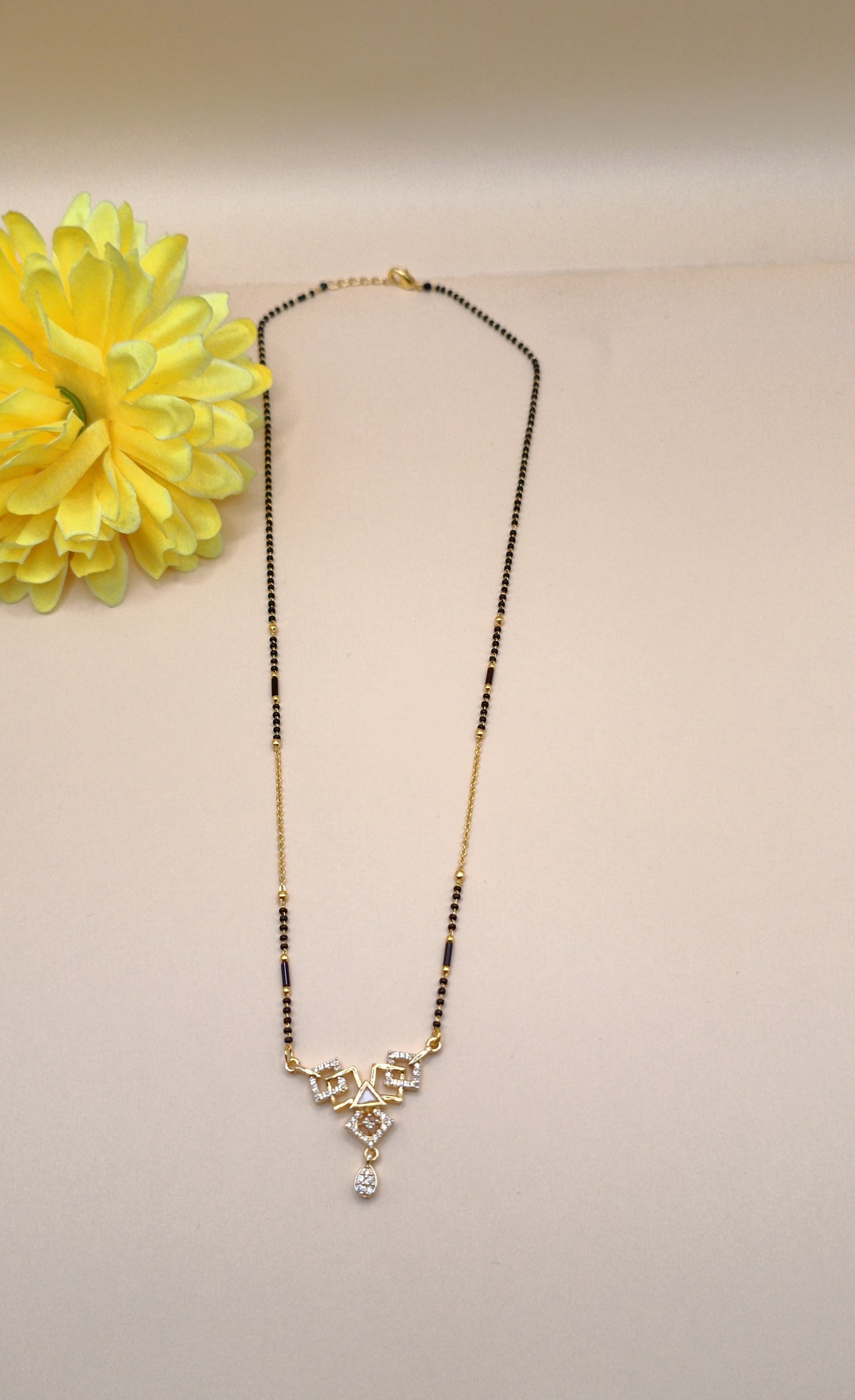 Zig Zag Shape_American Diamond Mangalsutra