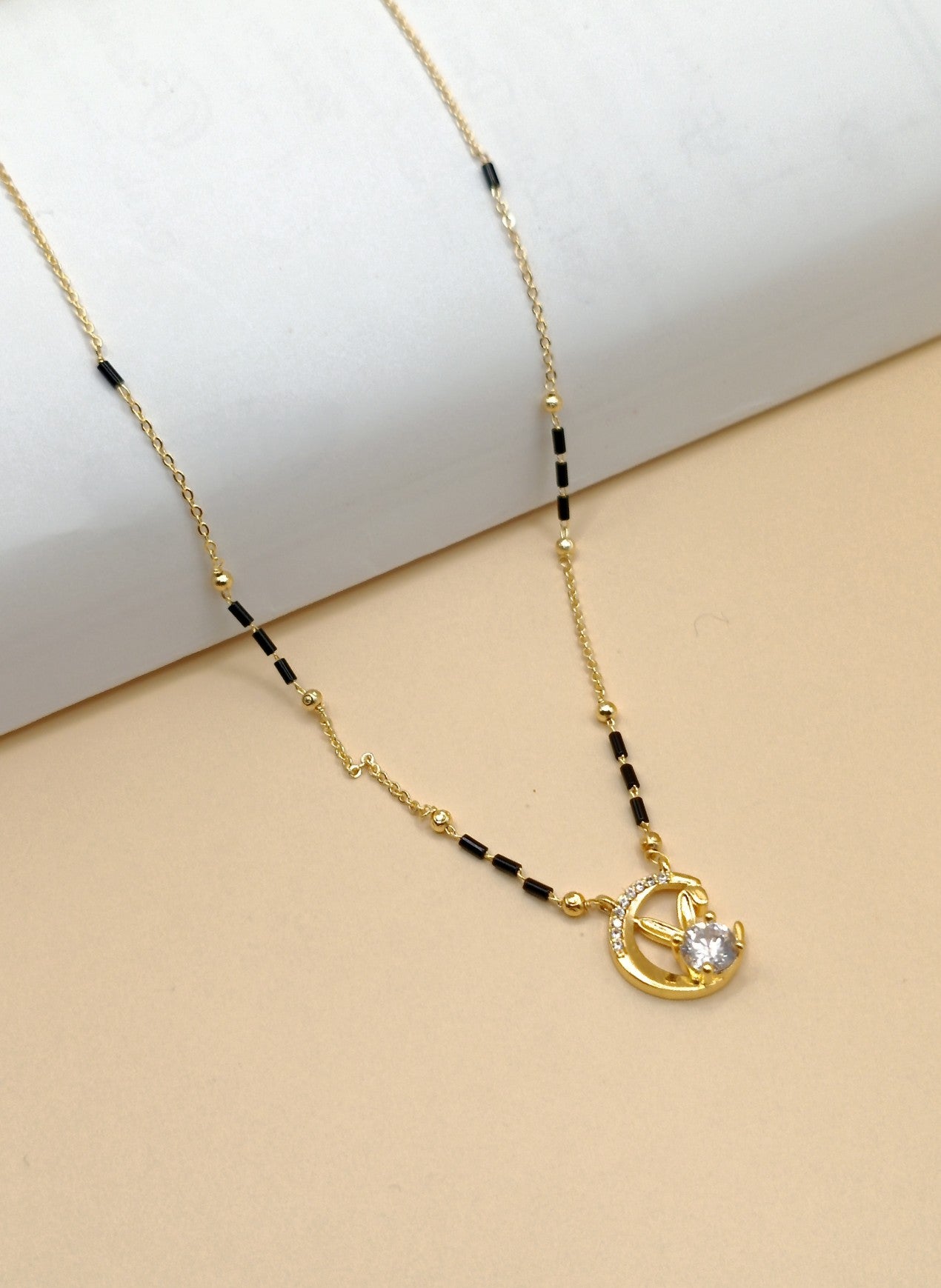 Moon Shape_American Diamond Mangalsutra