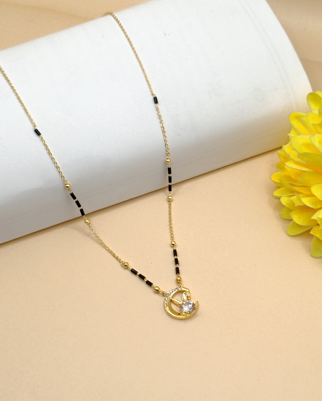 Moon Shape_American Diamond Mangalsutra