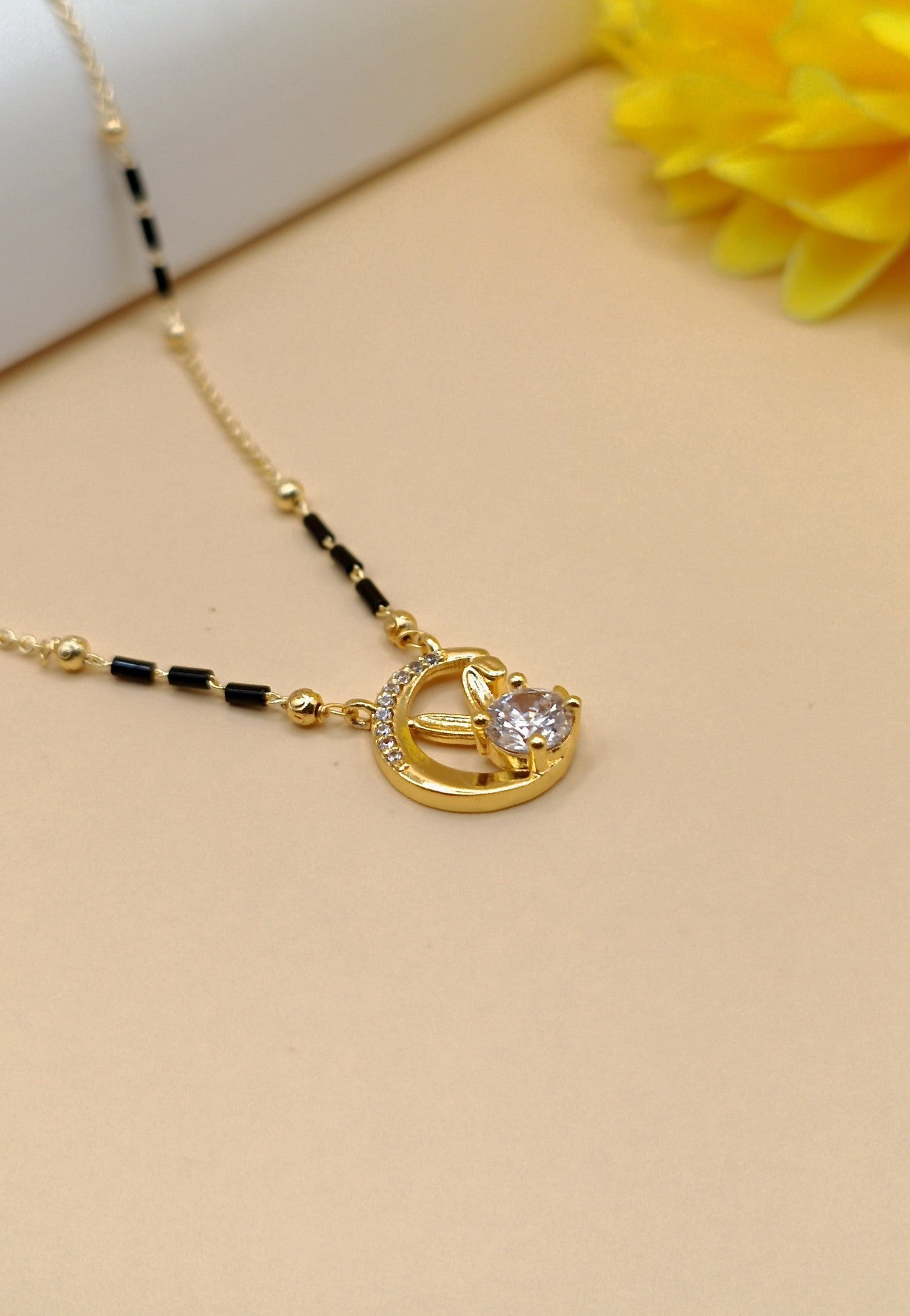 Moon Shape_American Diamond Mangalsutra